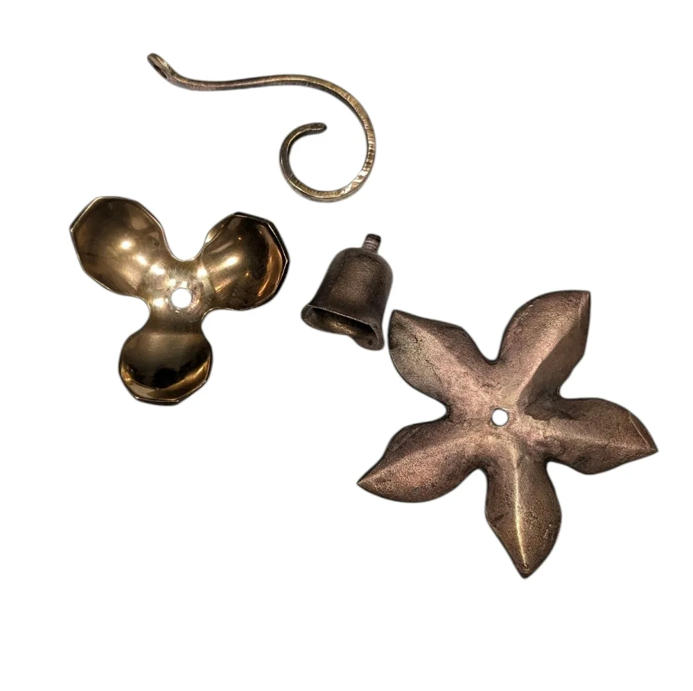 (2) Vintage Brass Lotus Rustic Chambersticks.